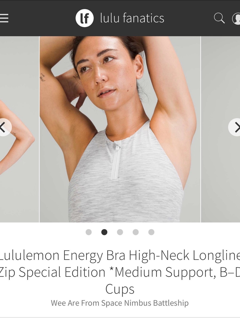 BNWT Lululemon Energy Bra High Neck, Long Line *zip | We Are Space Nimbus | 12